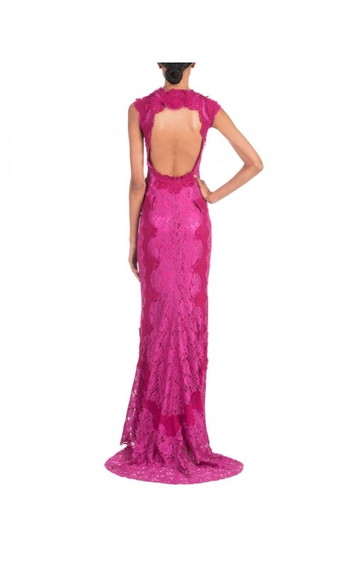 Magenta Lace Mermaid Gown