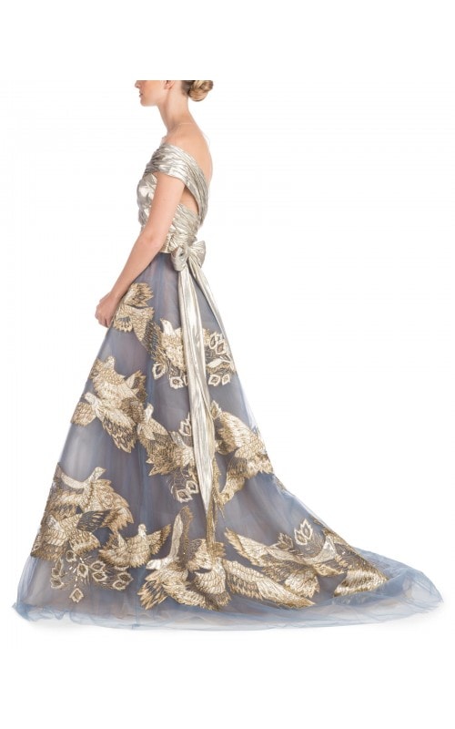 Blue And Gold Embroidered Gown