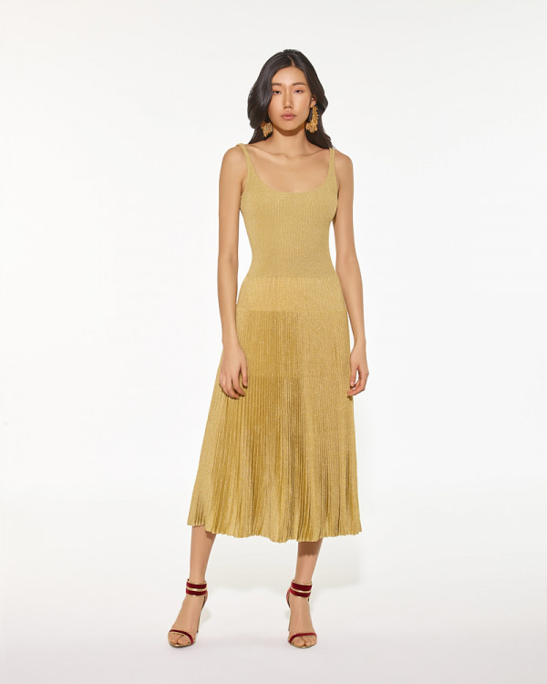 Golden Pleated Dress