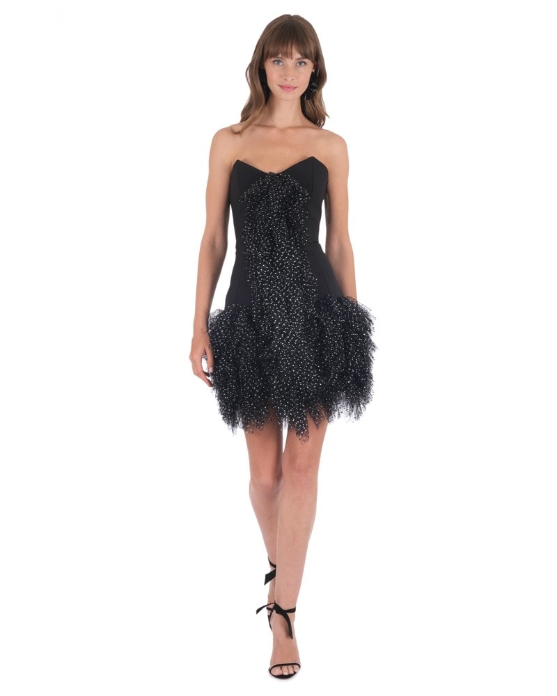 Carmen March Strapless Mini with Tulle Details 