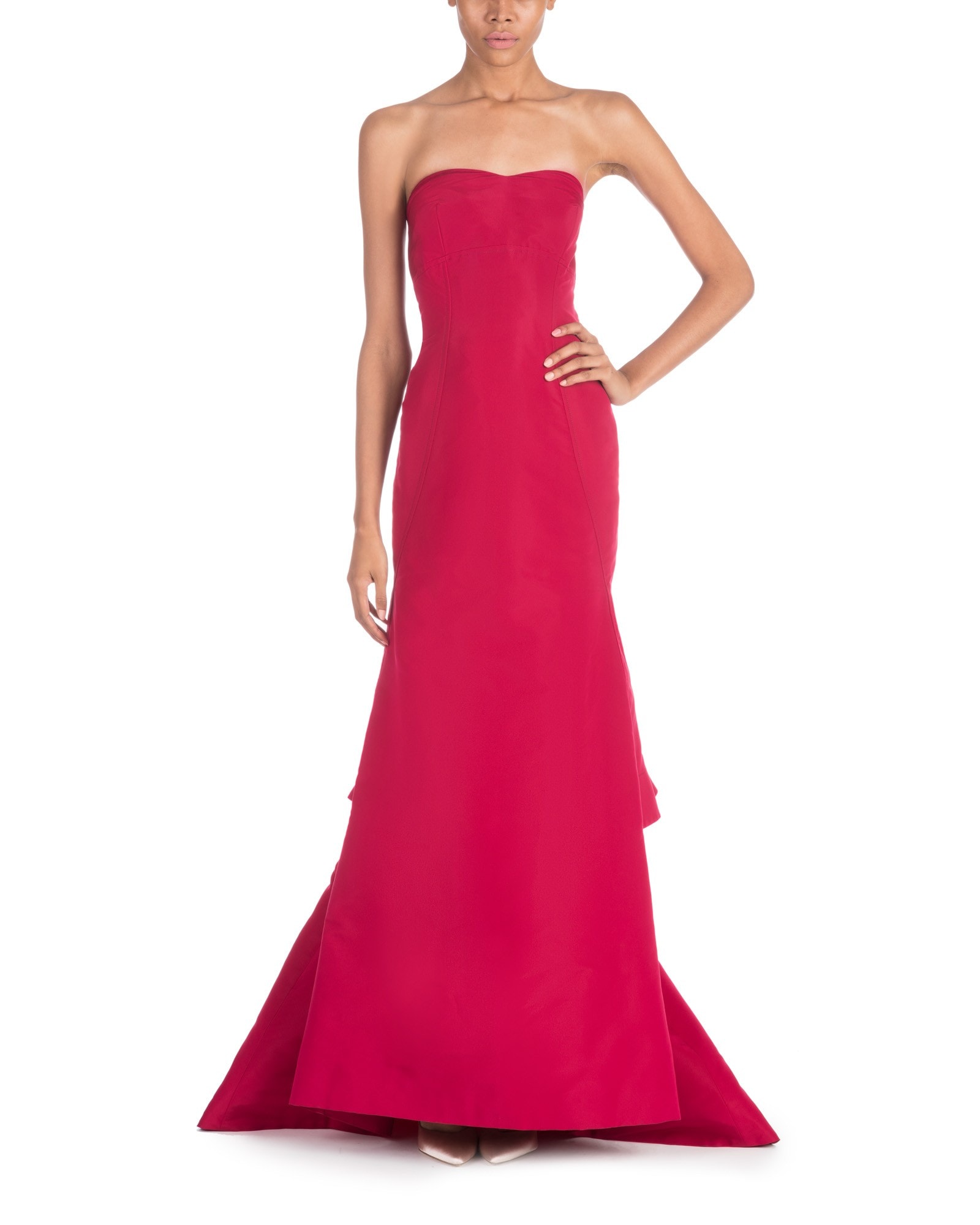 STRAPLESS RUFFLE BACK MERMAID GOWN