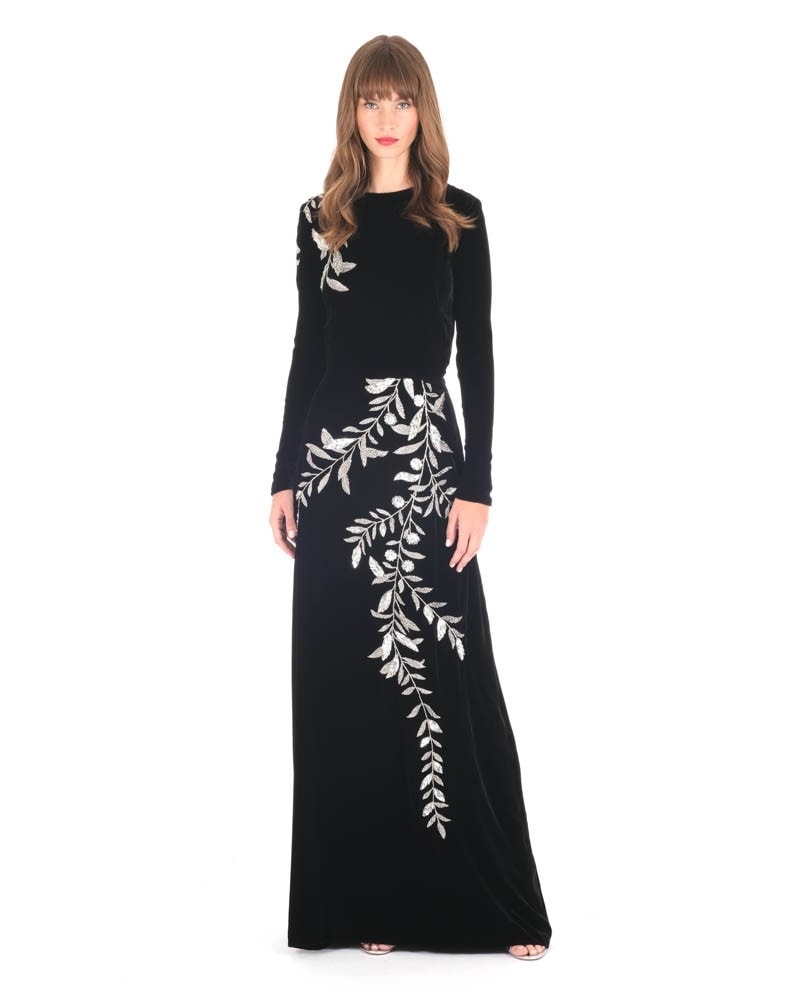 long sleeve embroidered dress