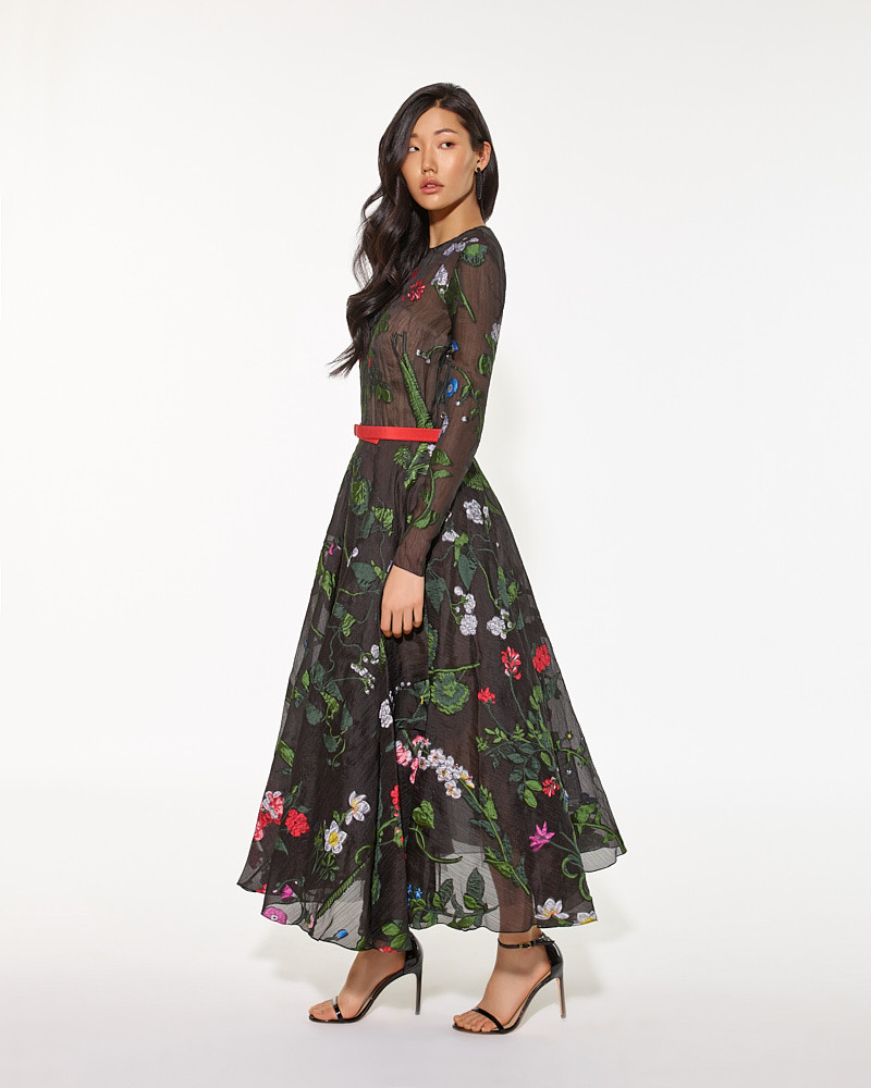 NOVA OCTO | Floral Embroidered Long Sleeve Dress - Clothing