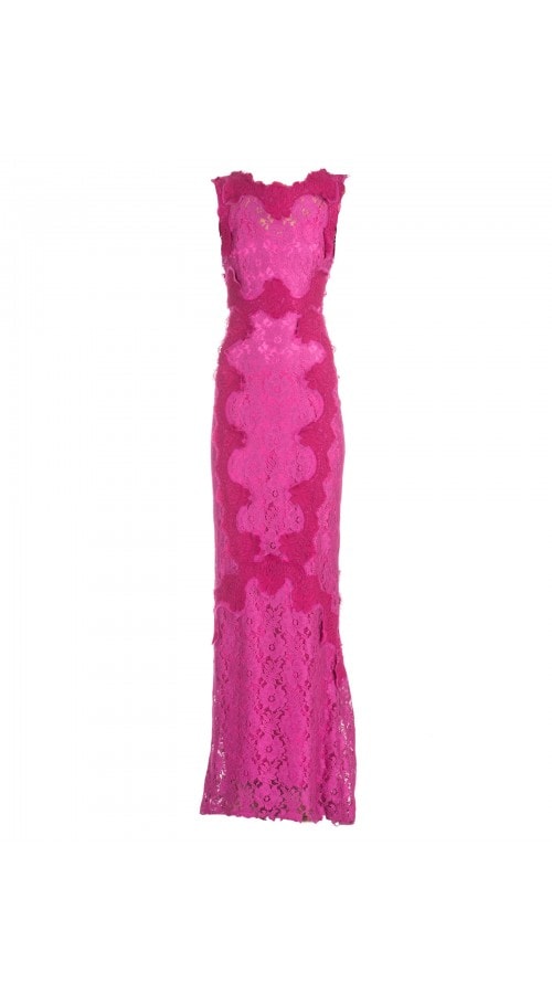 Magenta Lace Mermaid Gown