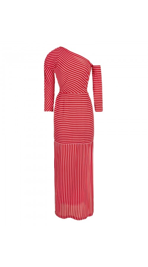 Vintage Striped Asymmetric Dress