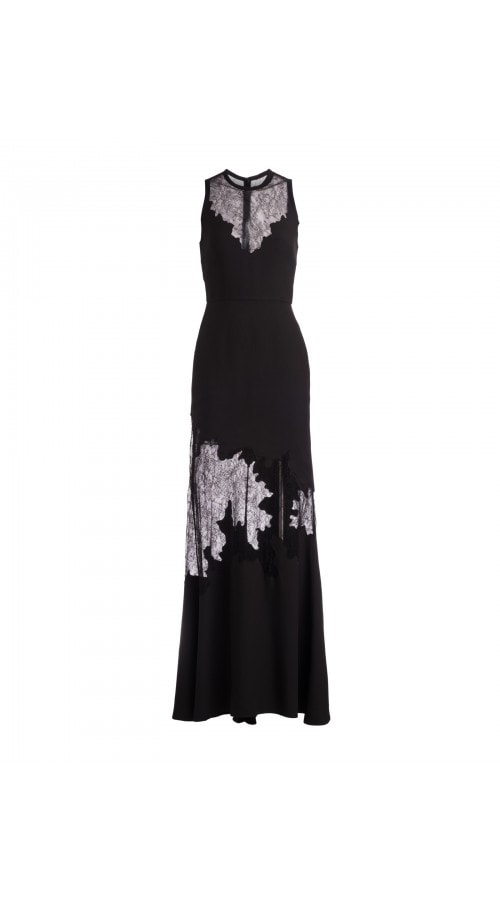 Lace Cut Out Effect Sleeveless Gown