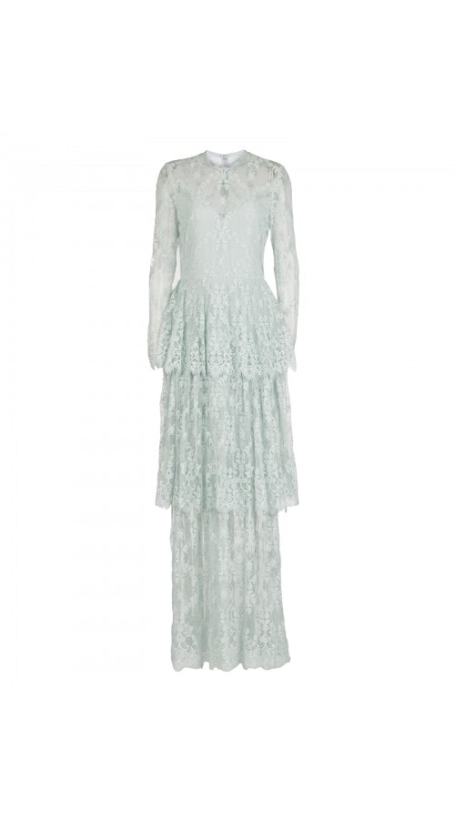 Ice Blue Embroidered Lace Gown