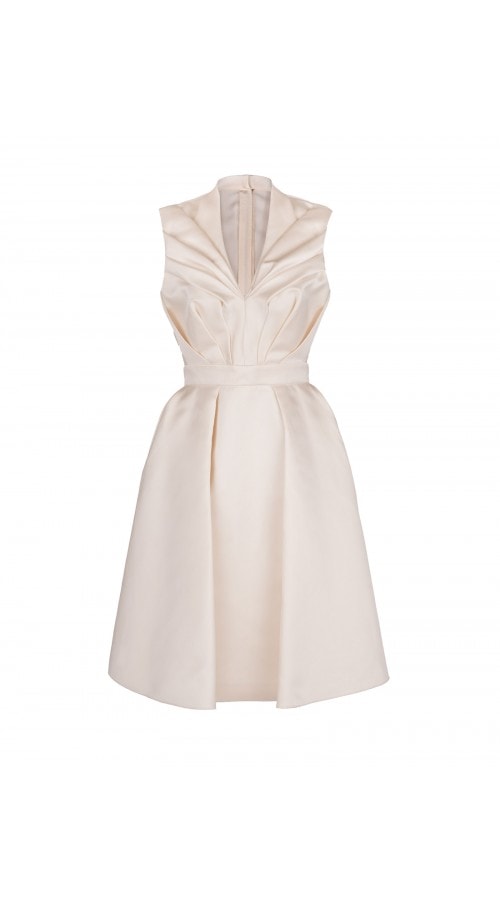 Ivory Satin Fit and Flare Dress