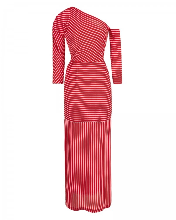 Vintage Striped Asymmetric Dress