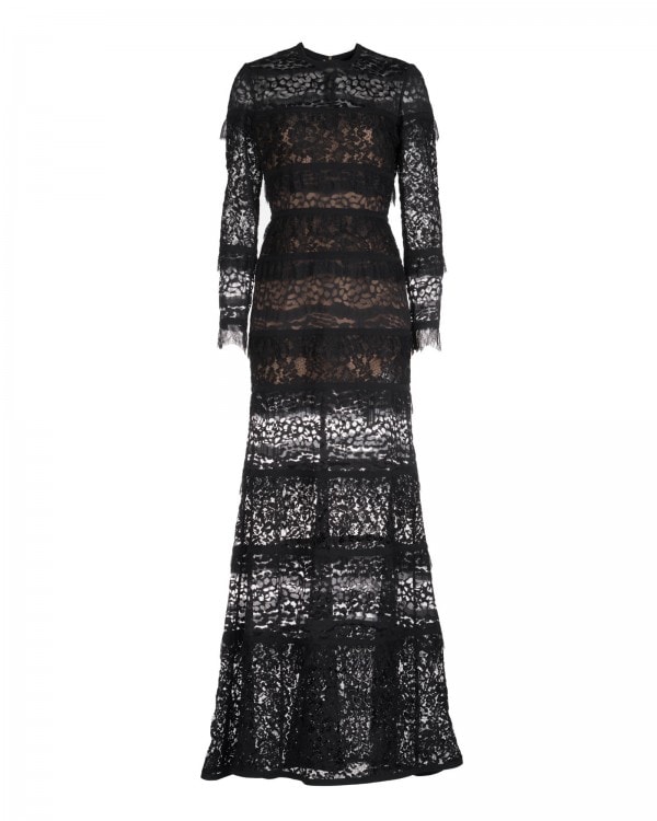 BLACK LACE LONG SLEEVE GOWN