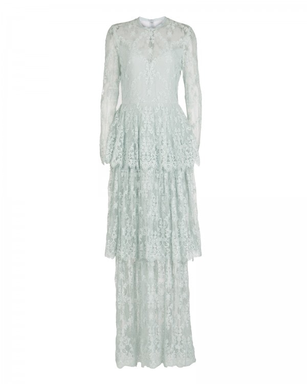 ICE BLUE EMBROIDERED LACE GOWN