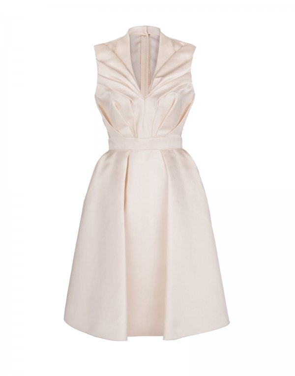 Ivory Satin Fit and Flare Dress