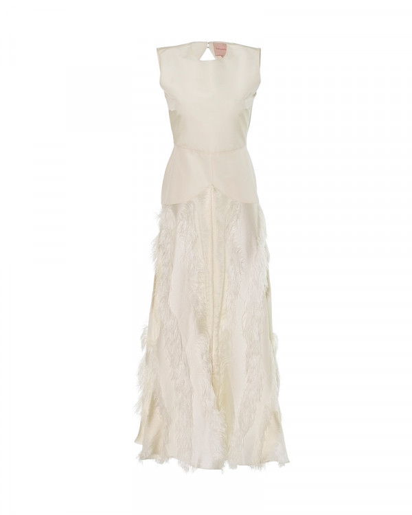 Roksanda-White Dress with Fringe