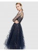 Nova Oscar de la renta Illusion Neckline Embroidered Gown
