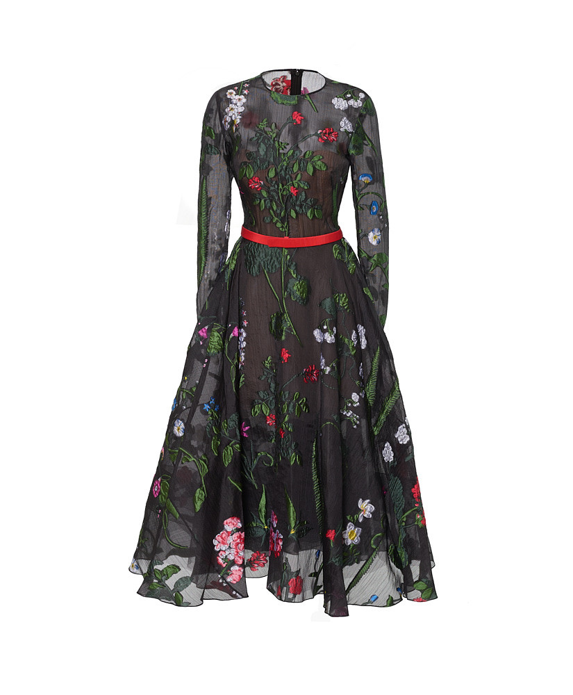 NOVA OCTO | Floral Embroidered Long Sleeve Dress - Cocktail 