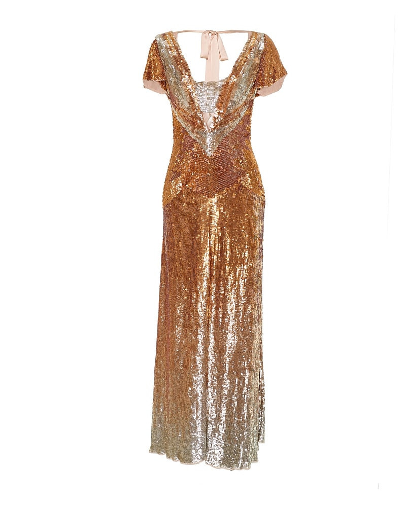 NOVA OCTO | Gold Sequin Ruth Dress ...